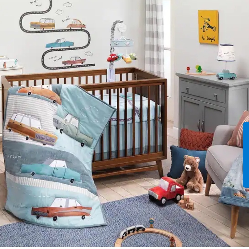 Lambs & Ivy 6 piece crib set - baby car tunes collection